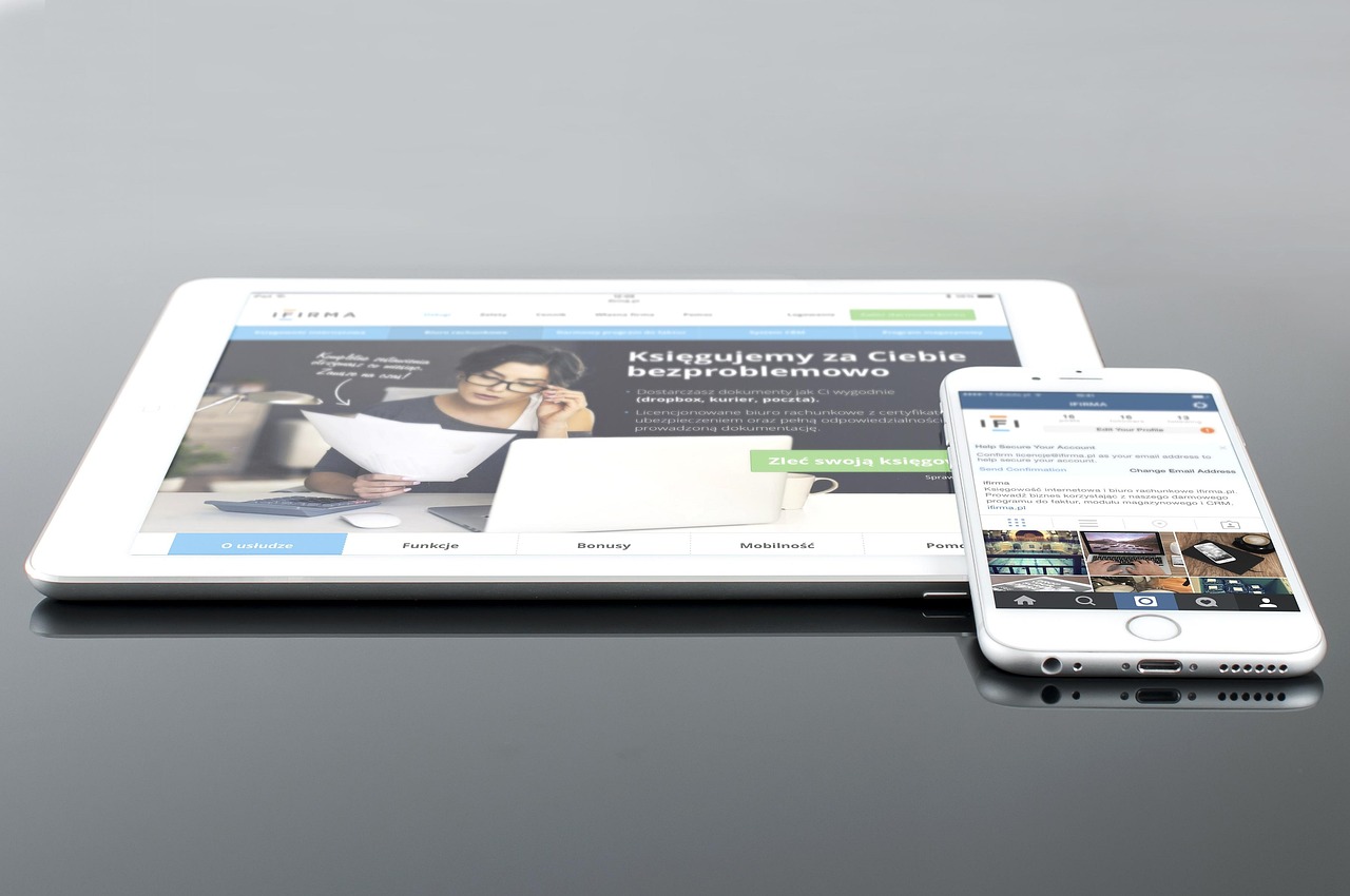 tablet and smart phone with websites displayed 
