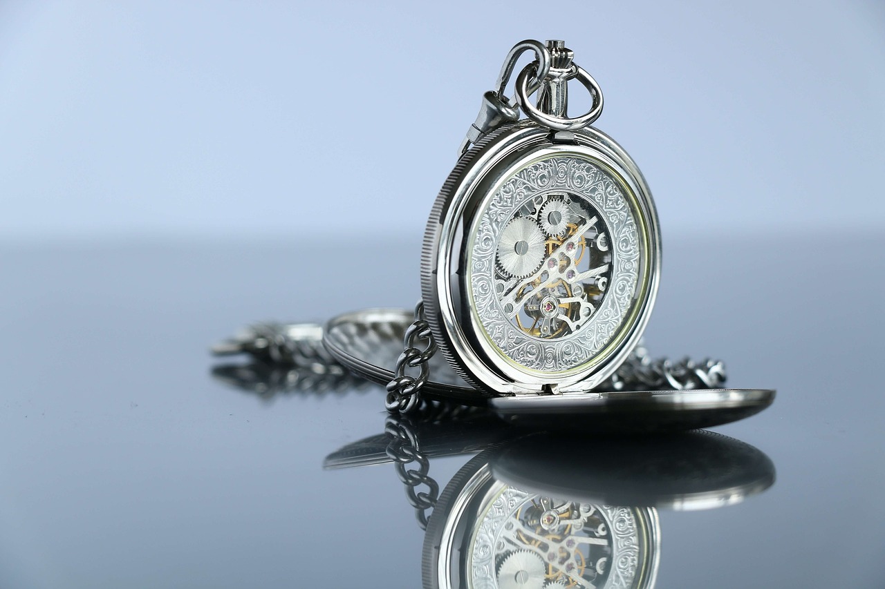 silver pocket watch opened